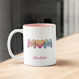Caneca De Café Em Dois Tons Mãe | Dia de as mães simples e clássico