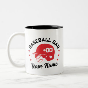 Caneca De Café Em Dois Tons Mãe do Pai Baseball Personalizado com Nome e Númer
