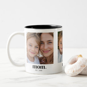 Caneca De Café Em Dois Tons Mãe Estabeleceu Moderno Preto 3 Foto