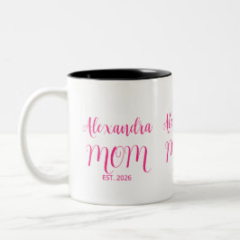 Caneca De Café Em Dois Tons Mãe Estabeleceu Nome de Roteiro Rosa Café de Duas 