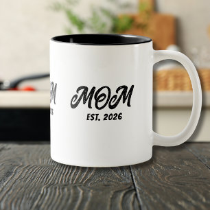 Caneca De Café Em Dois Tons Mãe Estabelecida Escrito Preto Branco