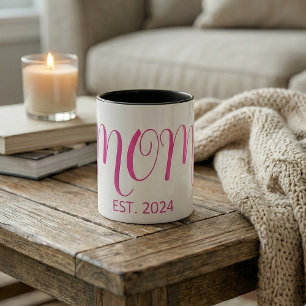 Caneca De Café Em Dois Tons Mãe Estabelecida Grande Letra Presente de Nova Mãe