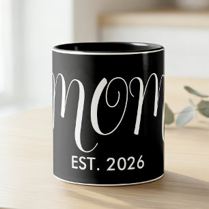 Caneca De Café Em Dois Tons Mãe Estabelecida Nova Mãe Grande Roteiro
