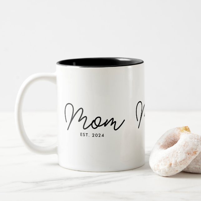 Caneca De Café Em Dois Tons Mãe Estabelecida Nova Mãe Presente (Com Donut)