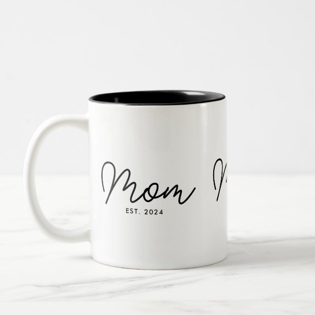 Caneca De Café Em Dois Tons Mãe Estabelecida Nova Mãe Presente (Esquerda)