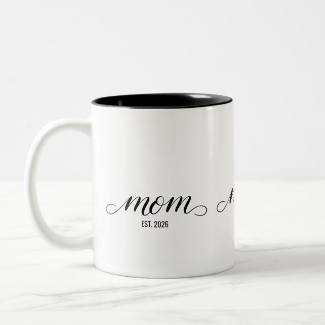 Caneca De Café Em Dois Tons Mãe Estabelecida Nova Mãe Presente (Esquerda)