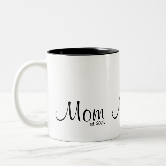 Caneca De Café Em Dois Tons Mãe Estabelecida Presente de Nova Mãe (Esquerda)