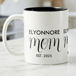 Caneca De Café Em Dois Tons Mãe Estabelecida Presente de Nova Mãe Preto Nome P