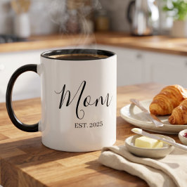 Caneca De Café Em Dois Tons Mãe Estabelecida Presente para Nova Mãe Minimalist
