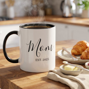 Caneca De Café Em Dois Tons Mãe Estabelecida Presente para Nova Mãe Minimalist