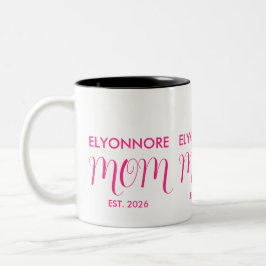 Caneca De Café Em Dois Tons Mãe Estabelecida Presente Rosa Nome Personalizado