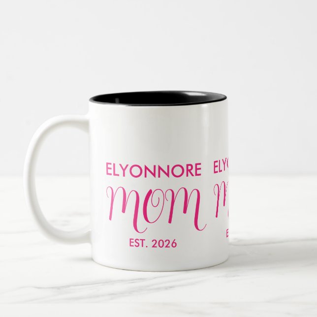 Caneca De Café Em Dois Tons Mãe Estabelecida Presente Rosa Nome Personalizado  (Esquerda)
