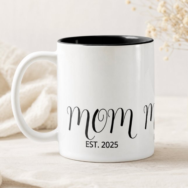 Caneca De Café Em Dois Tons Mãe Estabelecida Roteiro Preto Novo Presente de Mã (Criador carregado)