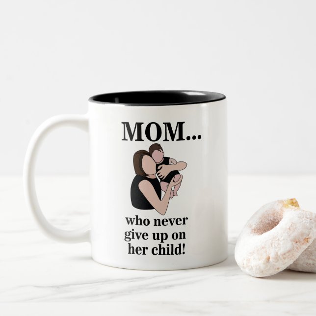 Caneca De Café Em Dois Tons Mãe Filho Mãe Para Ser  (Com Donut)