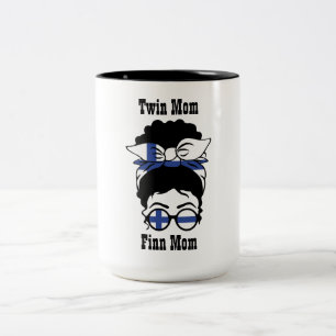 Caneca De Café Em Dois Tons Mãe Finlandesa Gêmea com Messy Bun