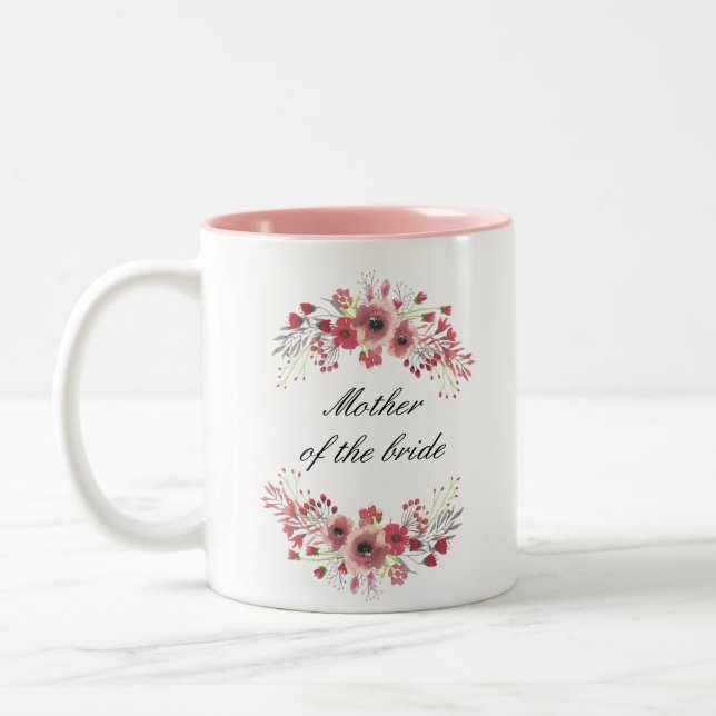 Caneca De Café Em Dois Tons Mãe Floral Da Noiva Mug (Esquerda)