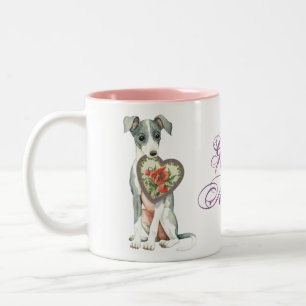 Caneca De Café Em Dois Tons Mãe italiana do Coração Greyhound