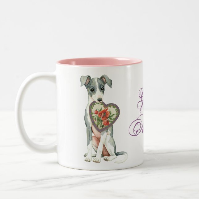 Caneca De Café Em Dois Tons Mãe italiana do Coração Greyhound (Esquerda)