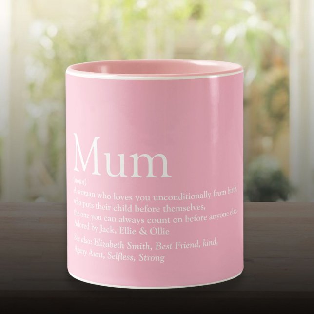 Caneca De Café Em Dois Tons Mãe Mãe Definição Citação Rosa Divertida (Mum Mom Definition Quote Fun Pink Two-Tone Coffee Mug)