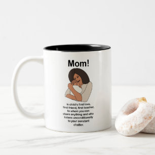 Caneca De Café Em Dois Tons Mãe Mamãe Dia das Mães Citação Aniversário