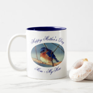Caneca De Café Em Dois Tons Mãe, Meu Dia de as mães Herói Bluebird Personaliza