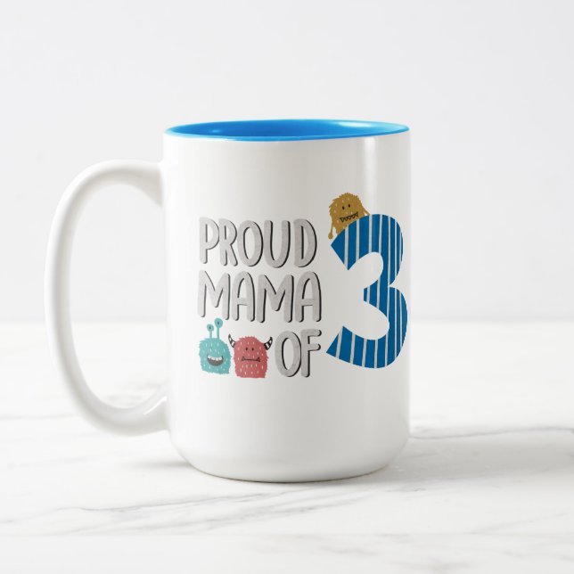 Caneca De Café Em Dois Tons Mãe Orgulhosa de Três (Esquerda)