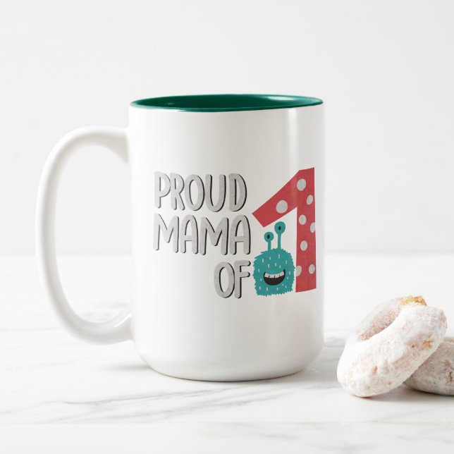 Caneca De Café Em Dois Tons Mãe Orgulhosa de Um (Com Donut)