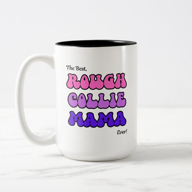 Caneca De Café Em Dois Tons Mãe Rough Collie (Esquerda)