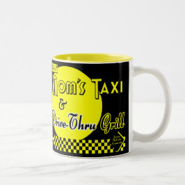 Caneca De Café Em Dois Tons Mães Taxi e Drive-Thru Grill Coffee Mug