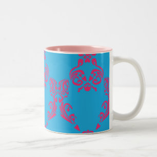 Caneca De Café Em Dois Tons Magenta-Aqua do damasco