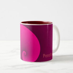 Caneca De Café Em Dois Tons Magenta Spiral Monograma Moderno Tendência Chic