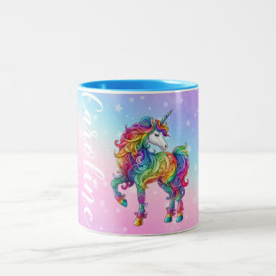 Caneca De Café Em Dois Tons Magia de unicórnio Colorida Personalizada
