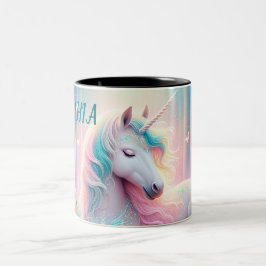 Caneca De Café Em Dois Tons Magic Unicorn, Nursery Baby/ Kids Nome Personaliza