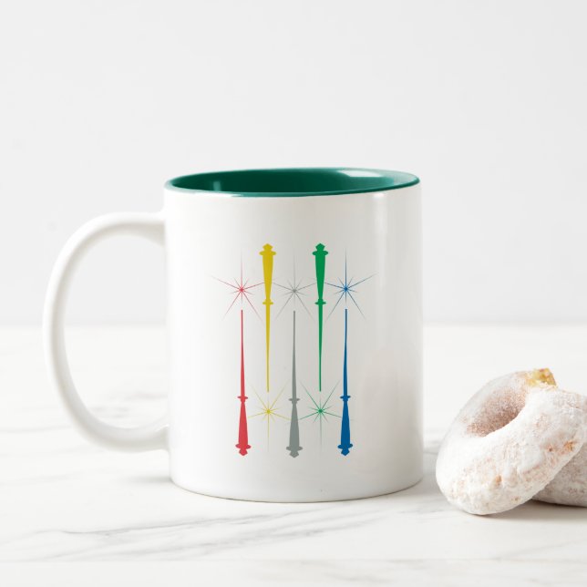 Caneca De Café Em Dois Tons Magic Wands Mug 11oz. Verde (Com Donut)