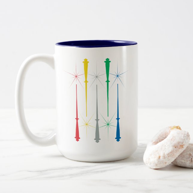 Caneca De Café Em Dois Tons Magic Wands Mug 15oz. Azul escuro (Com Donut)