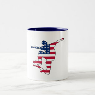 Caneca De Café Em Dois Tons Mágica de skateboarder de bandeira americana