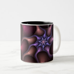 Caneca De Café Em Dois Tons Mágico Abstrato Listrado Colorido Fractal Brilhant