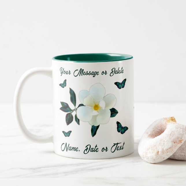 Caneca De Café Em Dois Tons Magnolia Cafezinhos, Personalizados ou Transferido (Com Donut)