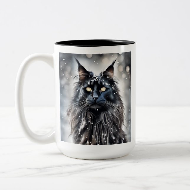 Caneca De Café Em Dois Tons Maine Coon Cat (Esquerda)