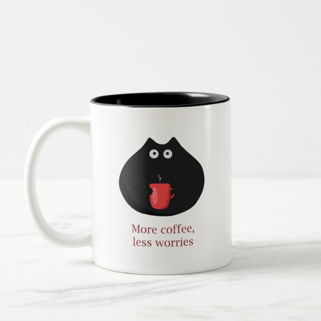 Caneca De Café Em Dois Tons Mais café menos preocupações (Esquerda)