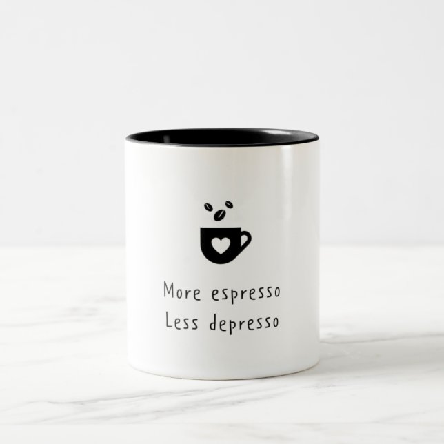 CANECA DE CAFÉ EM DOIS TONS MAIS ESPRESSO MENOS DEPRESSO (Centro)