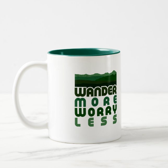 Caneca De Café Em Dois Tons Mais Preocupações Menos (Esquerda)