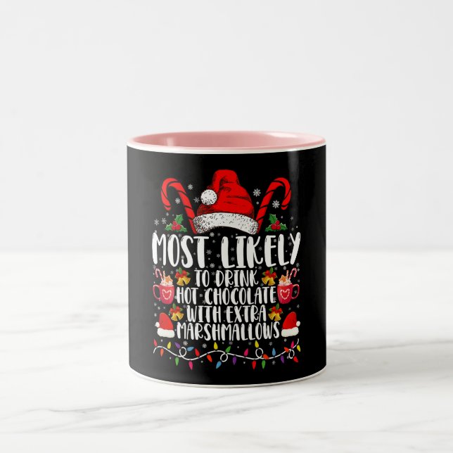 Caneca De Café Em Dois Tons Mais Propenso a Beber Marshmallows de Chocolate Qu (Centro)