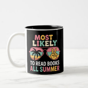 Caneca De Café Em Dois Tons Mais Propenso a Ler Livros Todo Verão Presente par