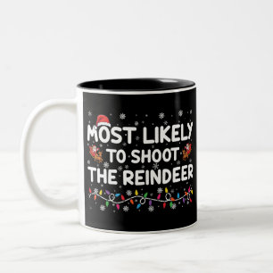 Caneca De Café Em Dois Tons Mais Provável De Atirar Na Família De Rena Natal 
