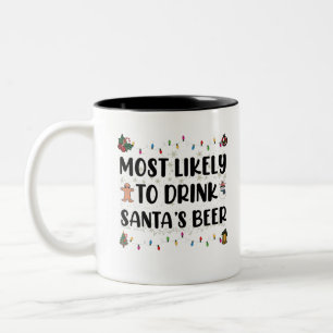Caneca De Café Em Dois Tons Mais Provável De Beber A Cerveja Do Papai Noel Nat