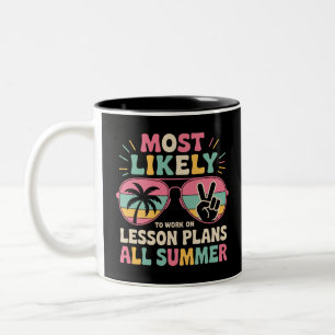 Caneca De Café Em Dois Tons Mais Provável De Trabalhar Em Planos De Aula Todo 