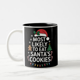 Caneca De Café Em Dois Tons Mais Provável Para Comer O Natal Da Família Santas