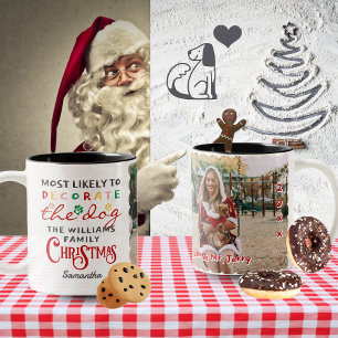 Caneca De Café Em Dois Tons Mais Provável Para Decorar O Natal Da Família De C