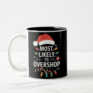Caneca De Café Em Dois Tons Mais Provável Para Sobrescrever Xmas Da Família De